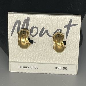 Vintage Luxury Monet Clip Earrings, Signed